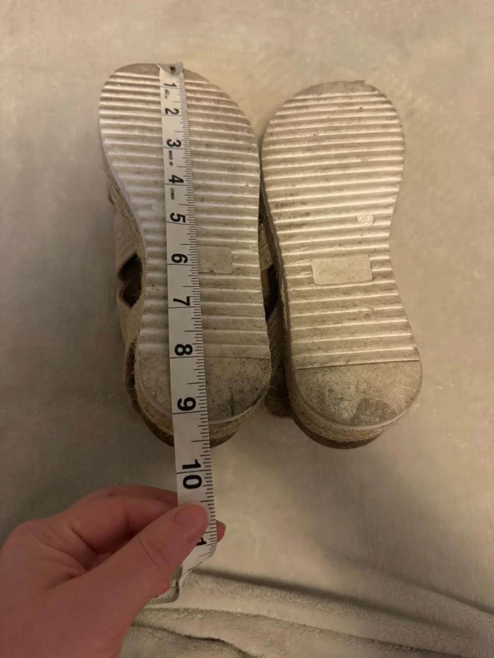 Jenny Fairy Platform Espadrille Sandals Beige Strappy Size 6 - Picture 6 of 7